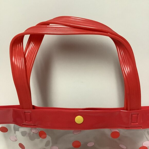 Vintage 1995 Hello Kitty Clear Plastic Tote Bag Red Dots Tropical Flowers Birds - Picture 16 of 16